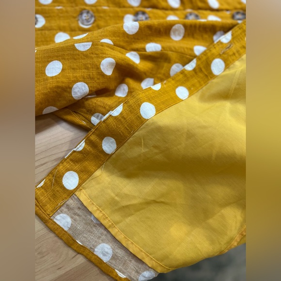 REBELLION AGAIN Mustard Yellow White
Polka Dot Print Button Midi A-Line Dress / - Picture 10 of 14